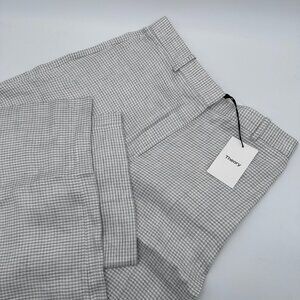 Theory Women's Classic‎ High Waist Houndstooth Linen Trouser, Size 8, Platinum